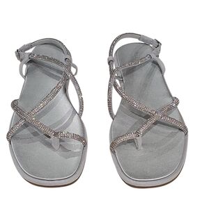 Kenneth Cole ReactionWave Silver Rhinestone Sandals NWT Sz 9.5